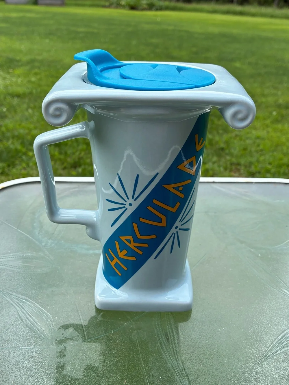 Disney Hercules Pillar Column Tall Mug with Drinking Lid 14 oz